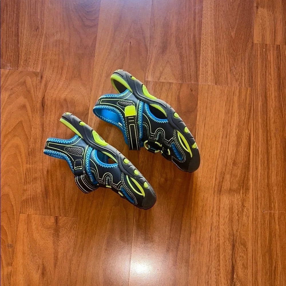 Wonder Nation Black and Neon Green Kids' Sneakers